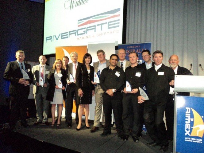2012 Club Marine Australian Marine Export  Superyacht Awards Winners with the Hon Minister Elliot Parliamentary Secretary for Trade