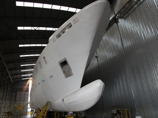 63m luxury yacht Project 601 under construction at Sunrise Yachts