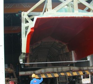 Images of the newly developed motor yacht Alpha 86 under construction at Cheoy Lee