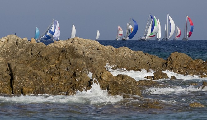 Fleet racing at the Rolex Swan Cup in Sardinia