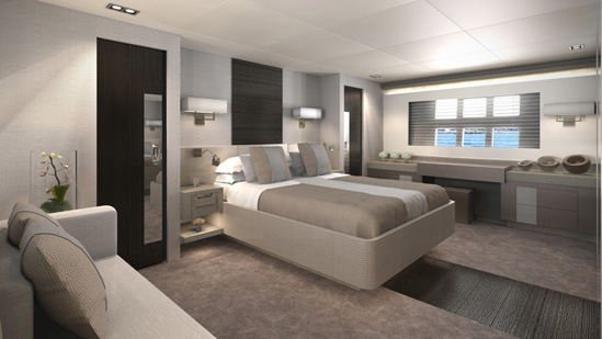Luxurious cabins aboard Pearl 75 yacht