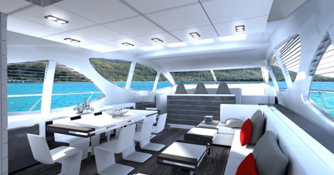 Luxurious interior aboard Mangusta 110 superyacht