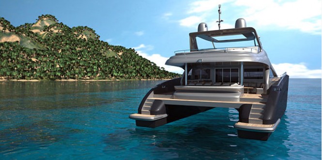 Luxury yacht 85 Sunreef Power - rear view