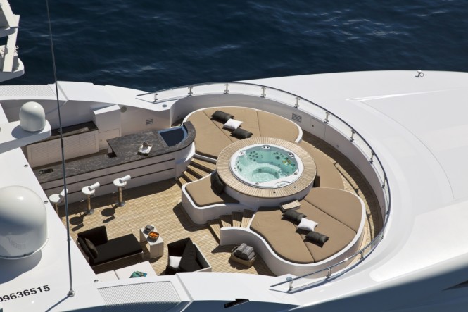 Sundeck and Spa Pool of the 54m yacht RAHIL by Mariotti Yachts