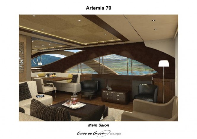 Luxurious interior aboard Artemis 70 yacht