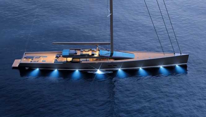 CNB 180 yacht Evoe concept by night - Photo courtesy of CNB Superyachts