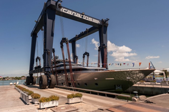 Canados 120 superyacht Far Away at launch - Photo Credit: A&B Photodesign