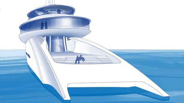 Feadship Future Concept ‘Relativity’ Aft View of spacios Beach Club
