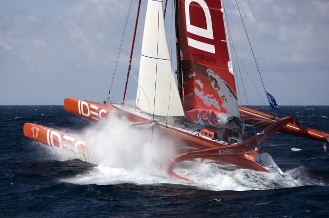 Francis Joyon's 29m trimaran yacht IDEC Photo credit: JEAN-MARIE LIOT / DPPI/IDEC