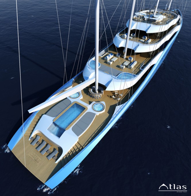 Luxury yacht Project Atlas - view from above Luxury yacht Project Atlas - view from above
