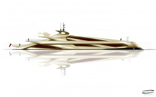 McDiarmid Design - 100m side profile Superyacht DNA