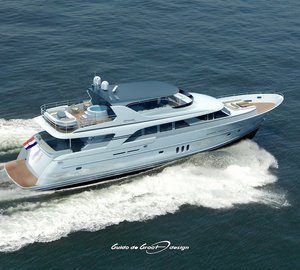 Hull of the new motor yacht Mulder 98 Flybridge completed