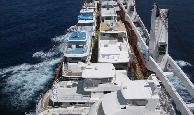 Sevenstar Yacht Transport carrying 93 yachts on 7 motor vessels for FLIBS 2012