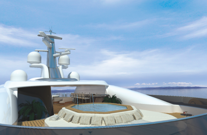 Superyacht AMELS 272 concept -Exterior model SUNDECK  FORE - Image courtesy of Amels