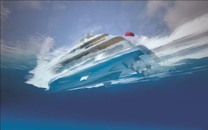 The Heesen 42m FDHF motor yacht equipped with Hull Vane®