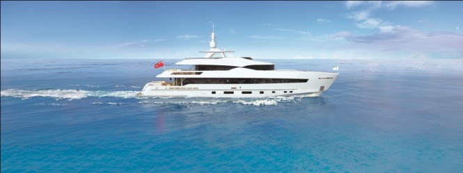 The Heesen 42m FDHF yacht equipped with Hull Vane®.