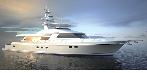 111' Nodlund Sportfisher Yacht. Computer rendering by Frank Woll 111' Nodlund Sportfisher Yacht. Computer rendering by Frank Woll