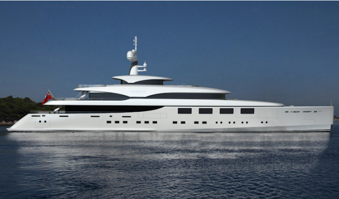 The newest 63m Benetti motor yacht Hull FB265 boasts a straight bow like the 65m megayacht Nataly (ex Amnesia IV)