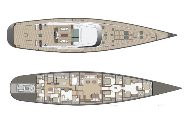 45m superyacht Y3 - Layout