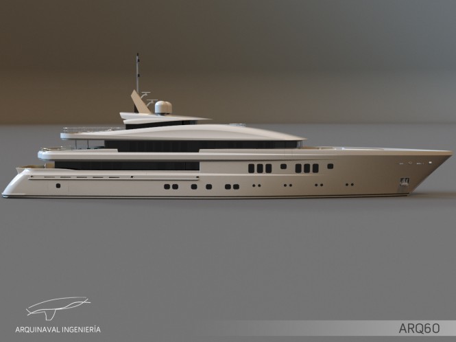 60m ARQ60 superyacht concept by Arquinaval