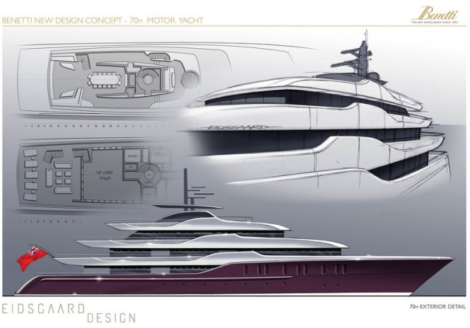 70m Eidsgaard Design yacht concept for Benetti Innovation Project