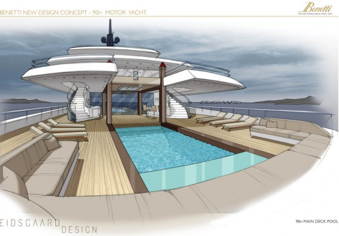 90m Eidsgaard Design megayacht concept - Main Deck Pool