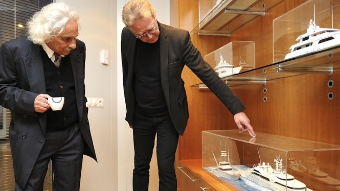 Albert Einstein appreciating Feadship yachts