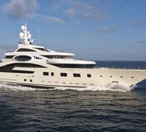 The impressive 87m Lurssen megayacht ACE designed by Andrew Winch on display at MYS