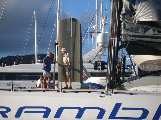 CSA Measurers Tony Maidment and Sandy Mair measuring Rambler in readiness for the 2012 RORC Caribbean 600 Photo by Kathy Lammers