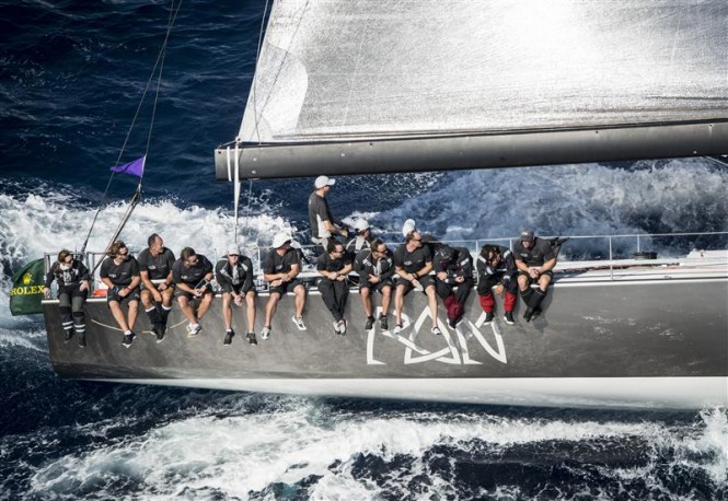 Crew of Ran 2 yacht sitting on the rail - Photo by Rolex Kurt Arrigo Crew of Ran 2 yacht sitting on the rail - Photo by Rolex Kurt Arrigo