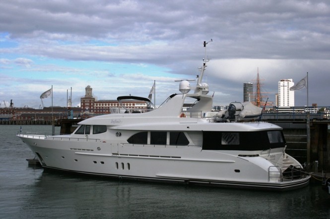 Infinity Superyacht alongside at Endeavour Quay