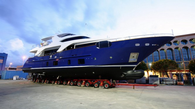 Launch of the fifth Delfino 93 motor yacht Hull BD005 by Benetti