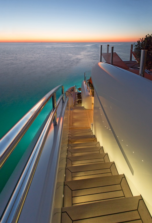 Luxury motor yacht Papi du Papi - Side Stairs - Photo Credits @ Marc Paris