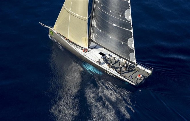 Luxury sailing yacht Ran 2 finds it slow going between the Strait and Stromboli - photo by Rolex Kurt Arrigo