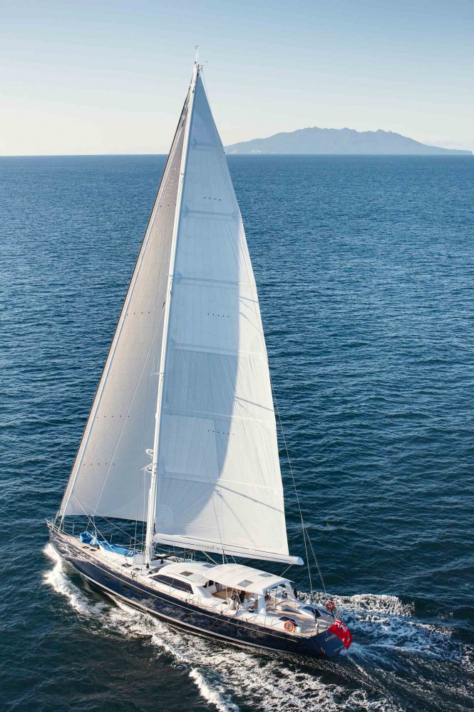 Luxury yacht Antares III under sail