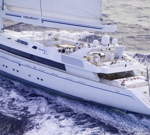 Refit of the 75m superyacht M5 (ex Mirabella V) at Pendennis well underway