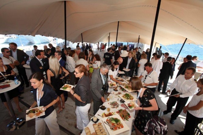 Marina Port Vell 2012 Monaco Yacht Show Press Conference Mingling