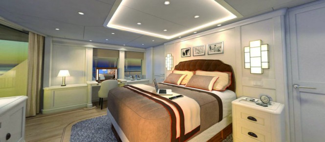 One of the lovely and comfortable staterooms aboard RossoMare 115 yacht
