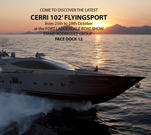 Cerri-Gruppo Baglietto and Rodriguez Group to debut the latest Cerri 102' Flyingsport superyacht at the 2012 FLIBS