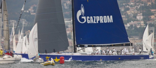 The spectacular 100-foot superyacht Esimit Europa 2 at the 2012 Bernetti Lombardini Cup