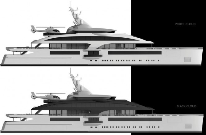 Two versions of the Cloud 90 yacht project
