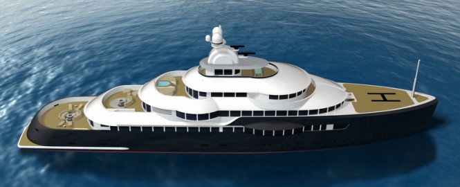 125-metre megayacht Narwhal concept - view from above