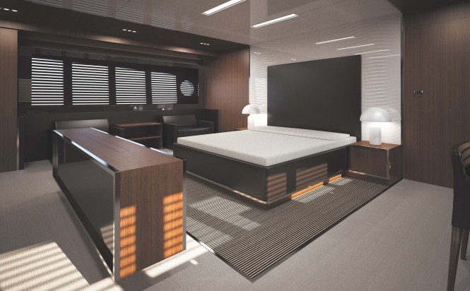 37m superyacht Mythos - 3 cabin layout - master cabin