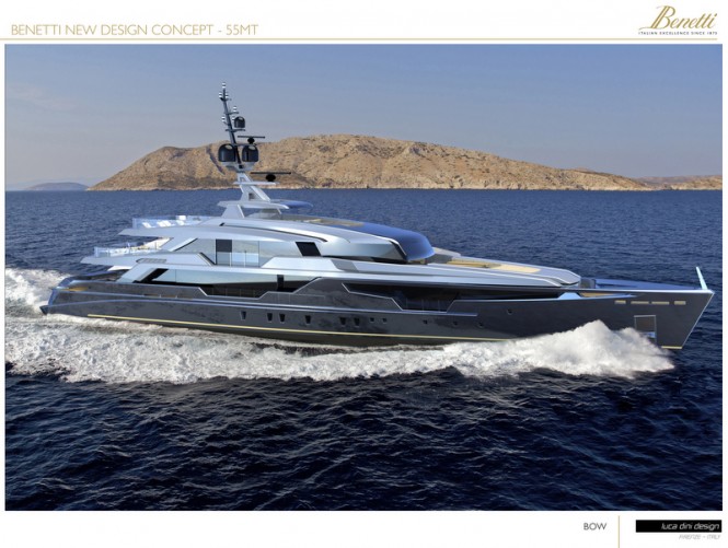 55m Luca Dini luxury yacht concept - Bow