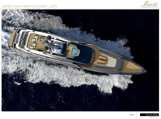 55m Luca Dini superyacht concept - view from above 55m Luca Dini superyacht concept - view from above