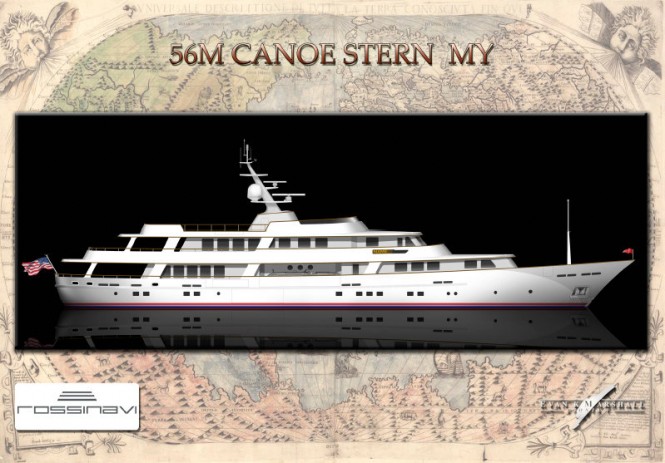 56m Rossinavi Canoe Stern Motor Yacht Concept designed by Evan K Marshall