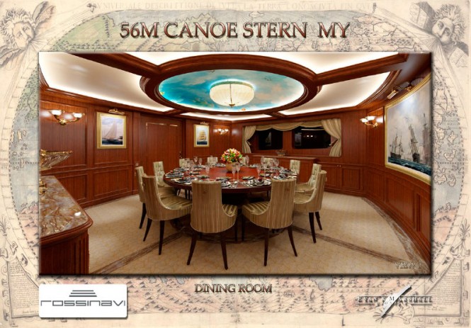 56m Rossinavi Canoe Stern superyacht - Dining 