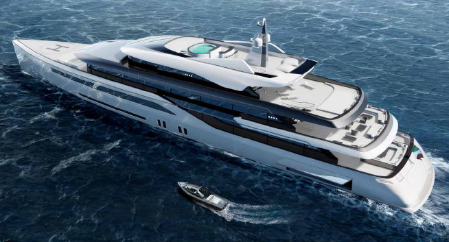 70m Quartostile luxury yacht concept with tender