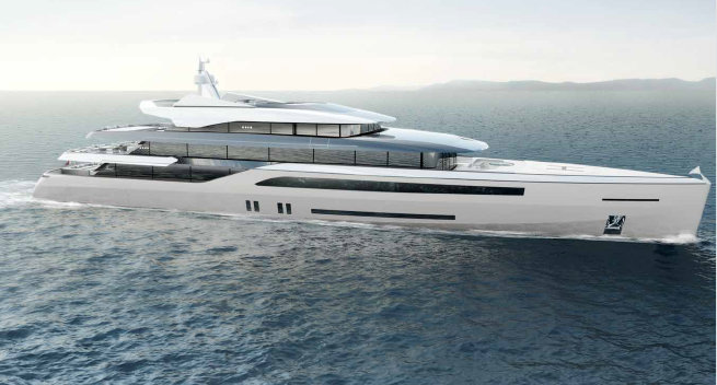 70m Quartostile superyacht concept - side view