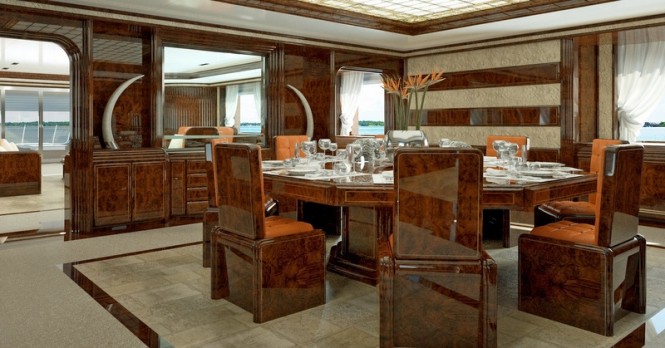 72m Luca Dini and Stefano Ricci Superyacht Project - Dining Area